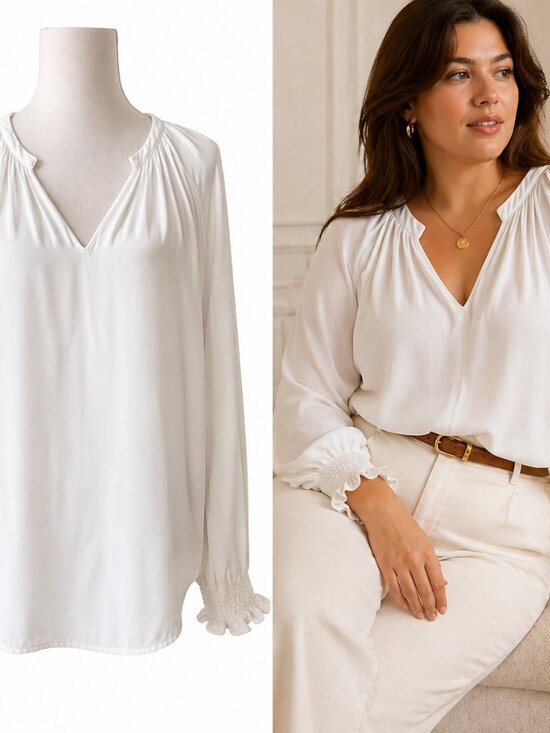 Anthropologie Tops - Anthropologie DOKOTOO Romantic White Peasant Blouse XL Cottagecore Boho  Top